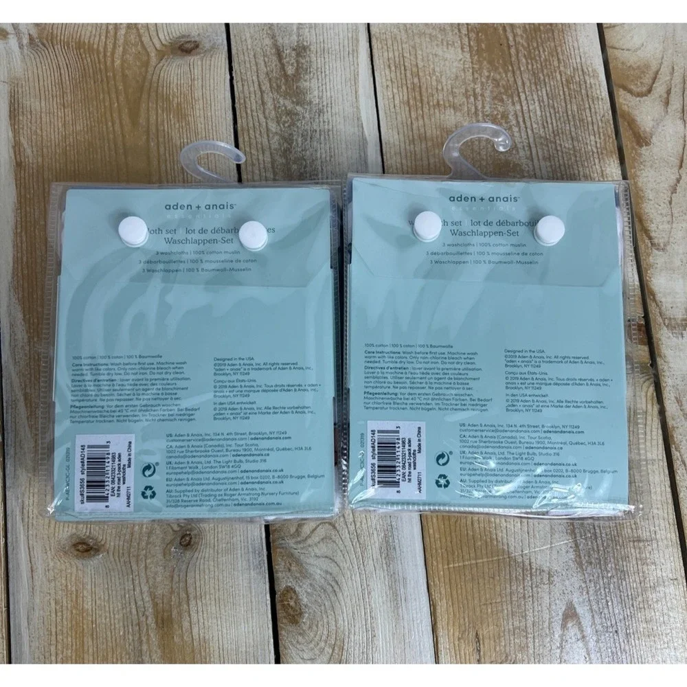 2pk Aden + Anais Cotton Muslin Washcloths Hit The Road 3 Pack Truck Star Stripe